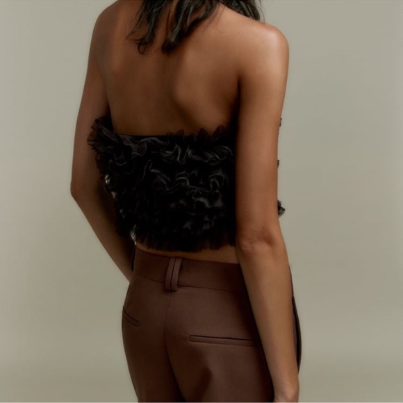 Zara Tulle Ruffle Backless Top - Picture 3 of 10